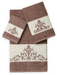 Linum Home Textiles Scarlet 3-Piece Embellished Towel Set, Latte