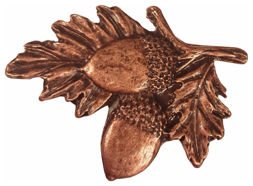 Acorns On Branch Cabinet Knob, Antique Copper