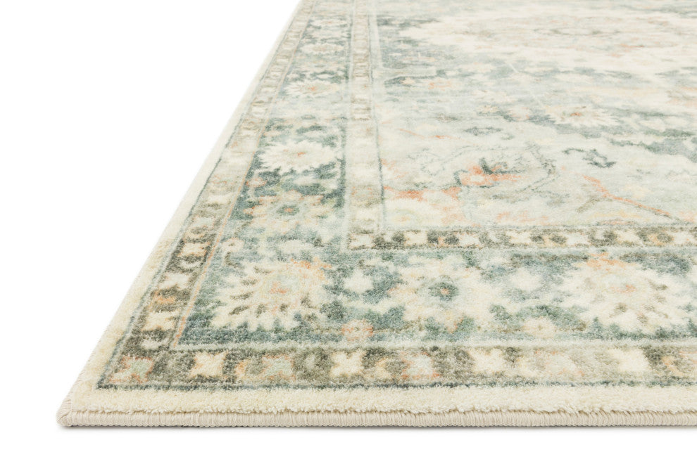 Loloi II Rosette Teal Ivory Plush Area Rug, 7'-6" X 9'-6"