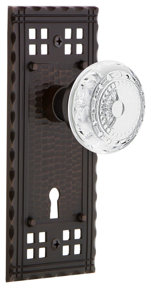 Craftsman Plate Single Dummy, Keyhole Crystal Meadows Knob, Timeless Bronze