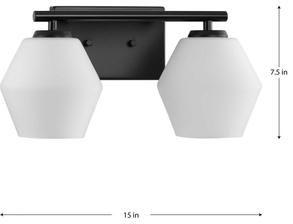 Copeland Collection Two-Light Matte Black Mid-Century Modern Vanity Light