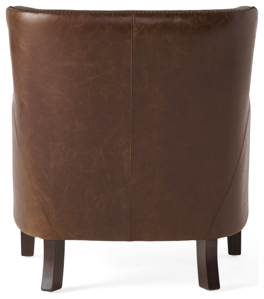 Tiller Top Grain Vintage Design Brown Leather Club Chair