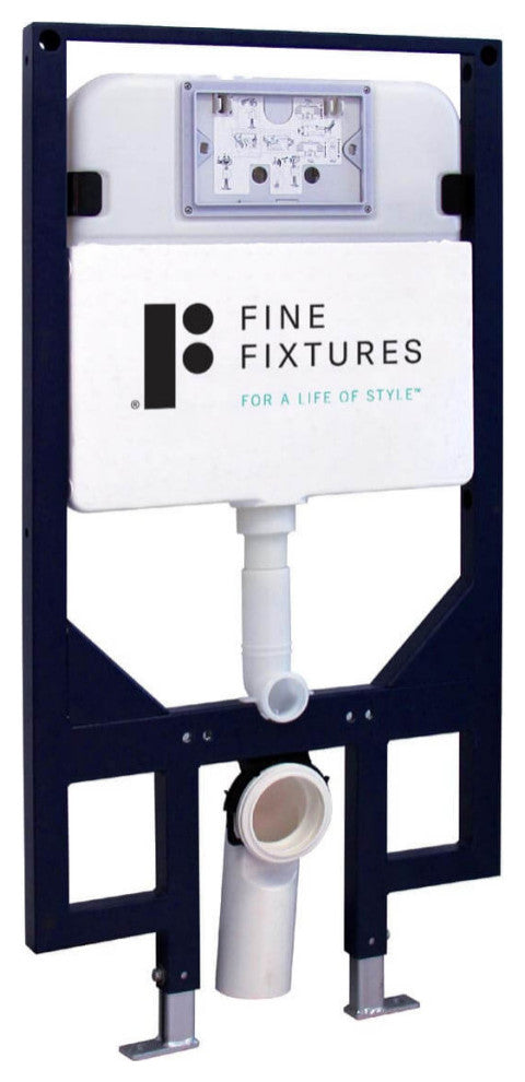 In-Wall Toilet Set, 2"x4" Carrier/Tank, White, Black Round Actuator
