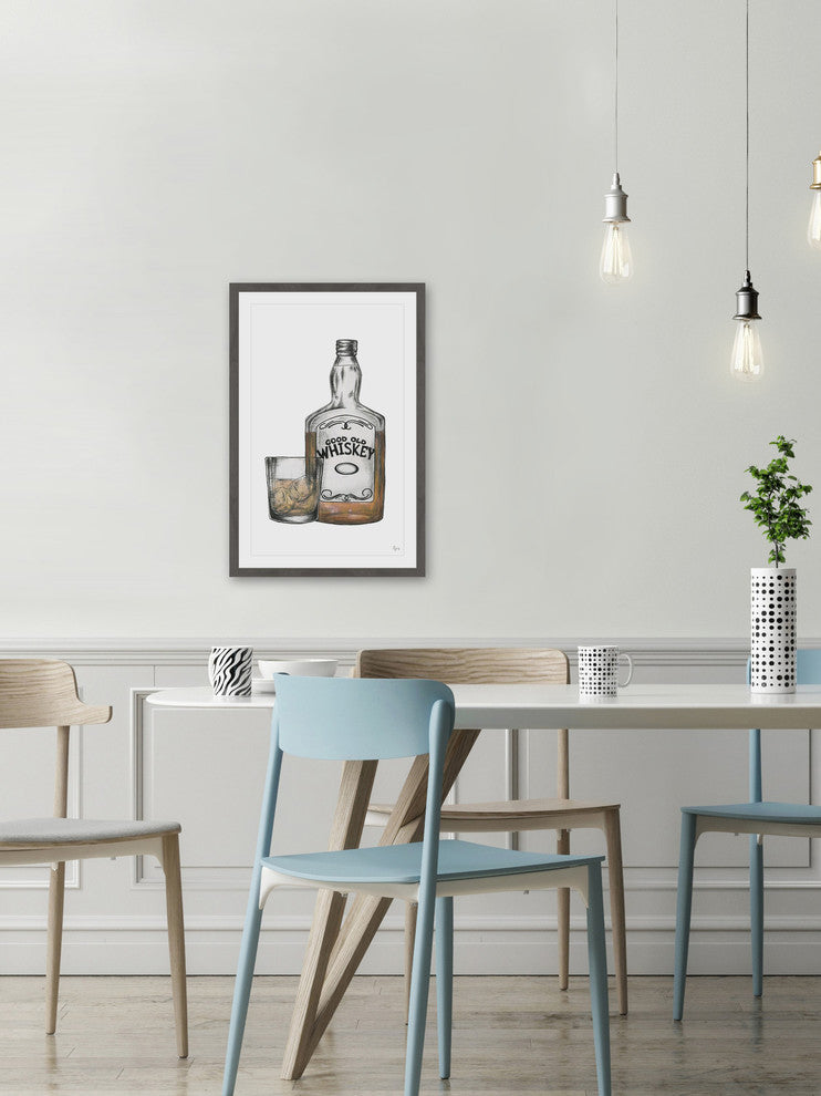 "Good Old Whiskey" Framed Painting Print, 12"x18"