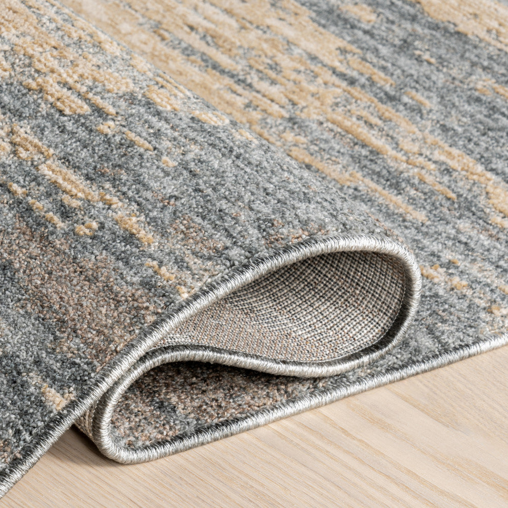 Fiadh Abstract Fringe Area Rug, Blue 10'x14'