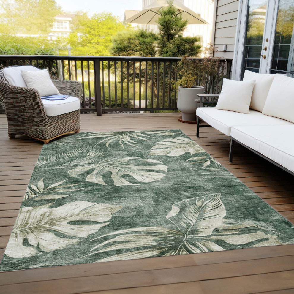 Machine Washable Indoor/Outdoor Chantille ACN1887 Fern 3' x 5' Rug