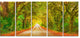 "Fall Greenery And Road Straight Ahead" Forest Wall Art, 5 Panels, 60"x28"