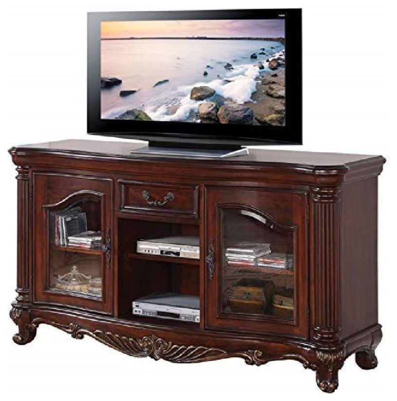 Brown Cherry TV Stand with 1 Drawers and 2 Doors