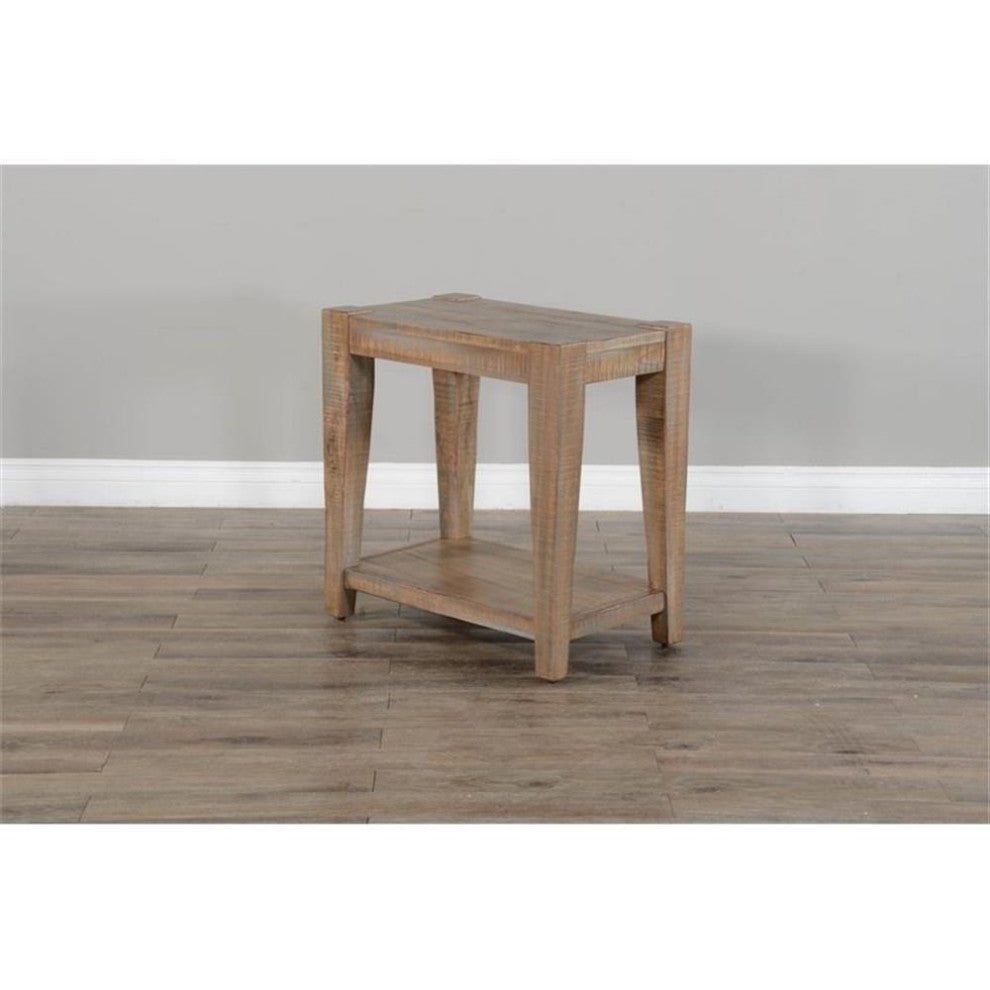 Sunny Designs 25" Modern Mindi Wood Chair Side Table in Weathered Brown