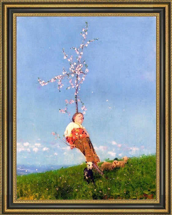 Francesco Paolo Michetti Springtime Framed Premium Canvas Print, 18"x24"