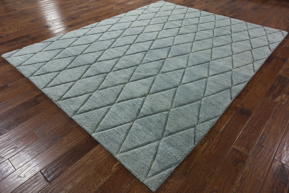 Handmade Moroccan Berber Light Blue Hand-Knotted Oriental Wool Rug, 8'x10'