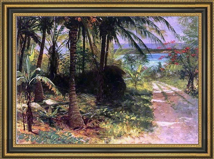 Albert Bierstadt A Tropical Landscape Framed Premium Canvas Print, 18"x27"