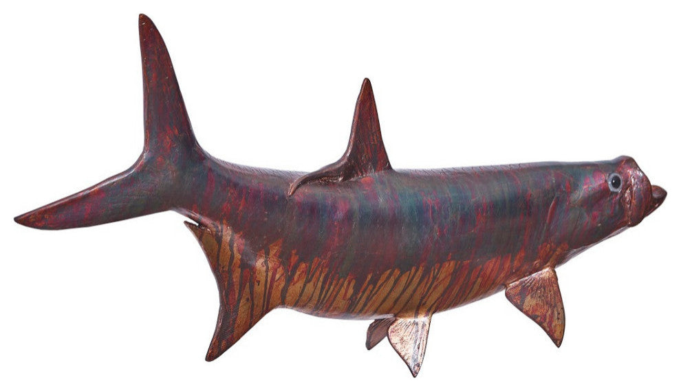 Tarpon Fish Wall Sculpture, Copper Patina