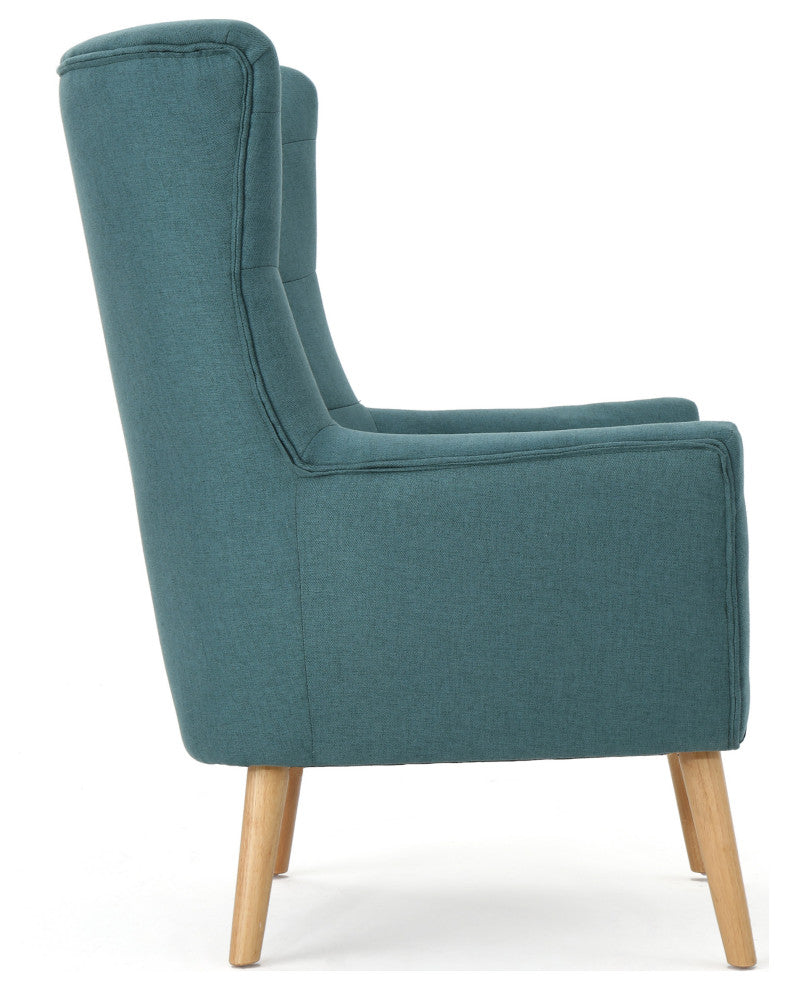 GDF Studio Temescal Mid Century Modern Dark Teal Fabric Club Chair, Dark Teal