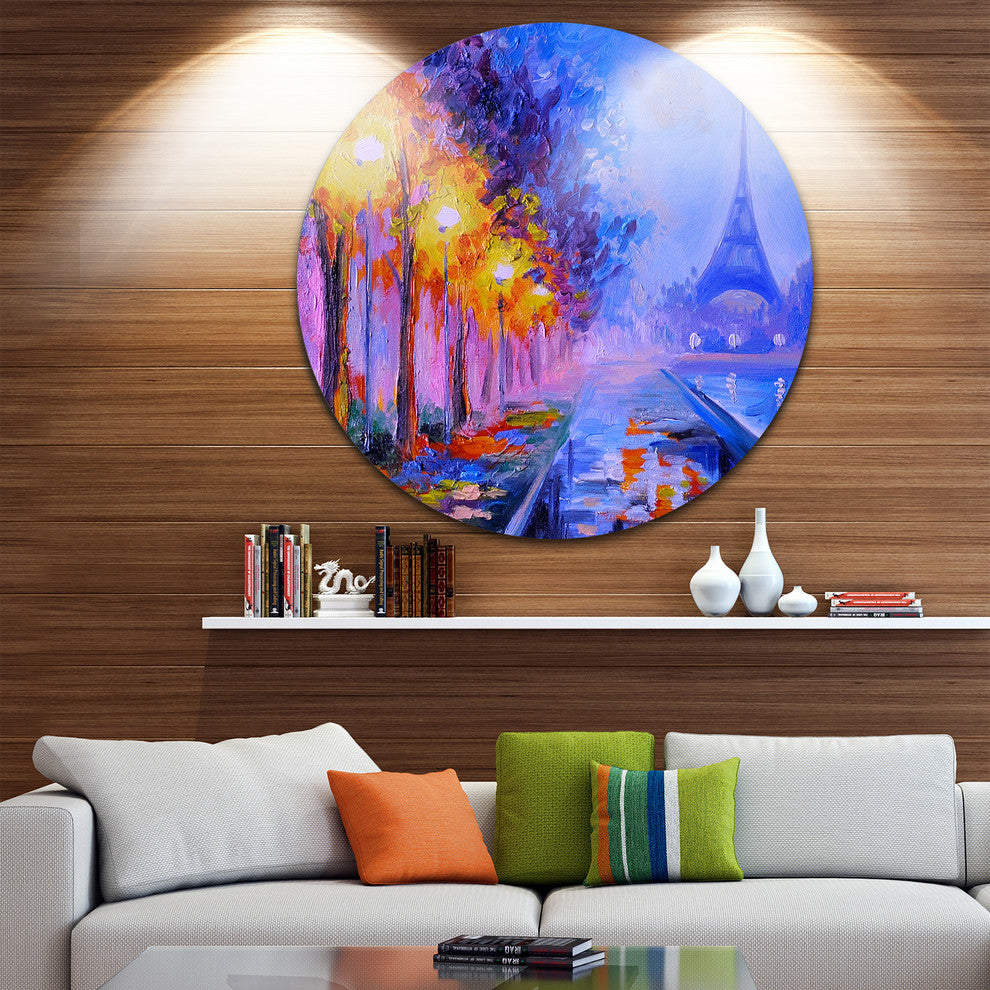 Eiffel From A Distance, Landscape Disc Metal Wall Art, 36"