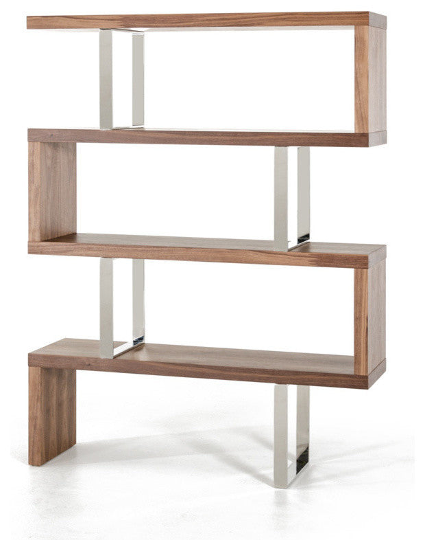 Modrest Maze Modern Geometric Bookcase, Walnut