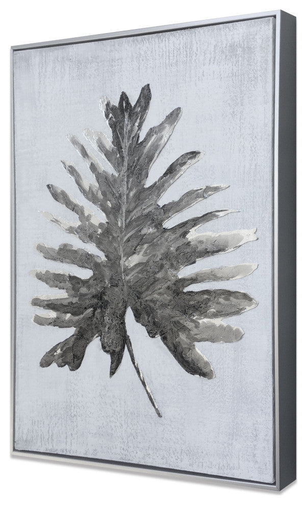 Silver Jungle Hand Painted Canvas, Jungle I - Palm Leaf