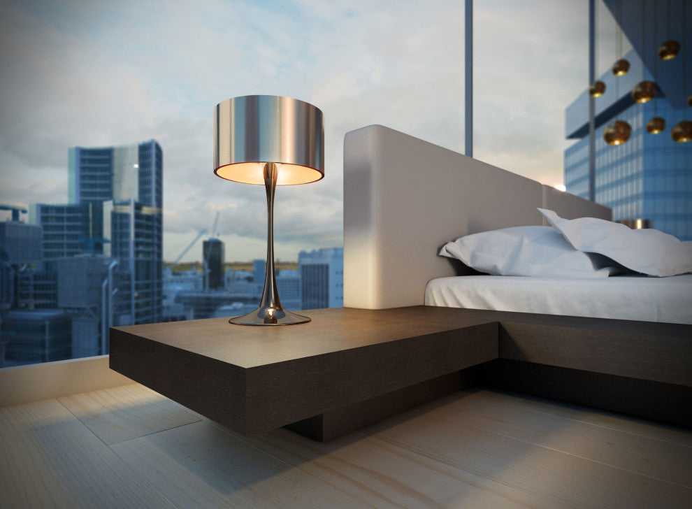 Akanji King Bed in Pearl Gray Eco Leather and Wenge