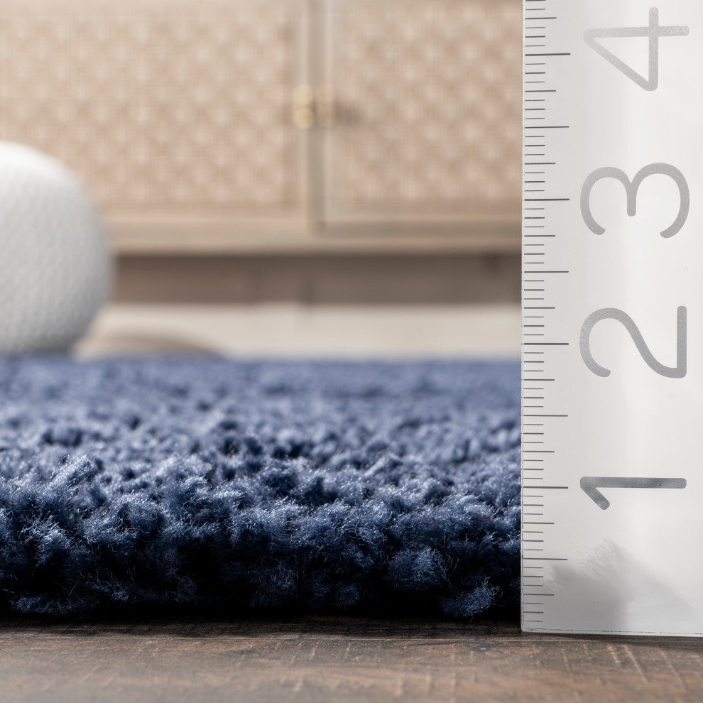 Nuloom Cozy Soft and Plush Solid Easy Shag Area Rug, Navy 4'x6'