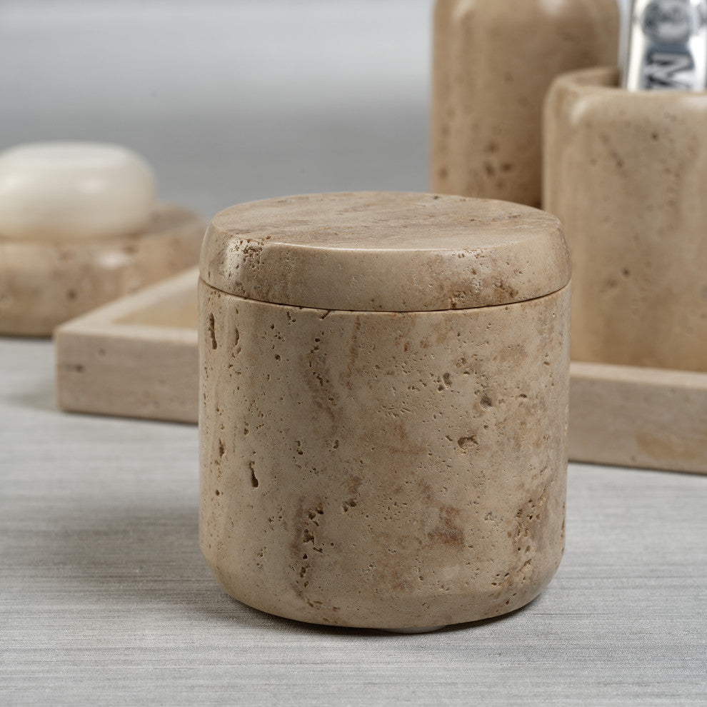 Scotia Travertine Marble Lidded Canister