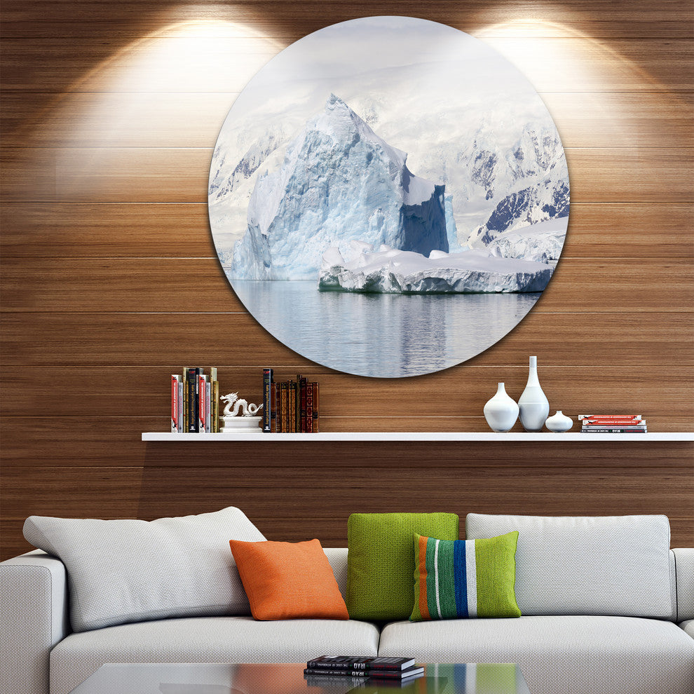 Antarctica Mountains, Landscape Photo Disc Metal Artwork, 11"