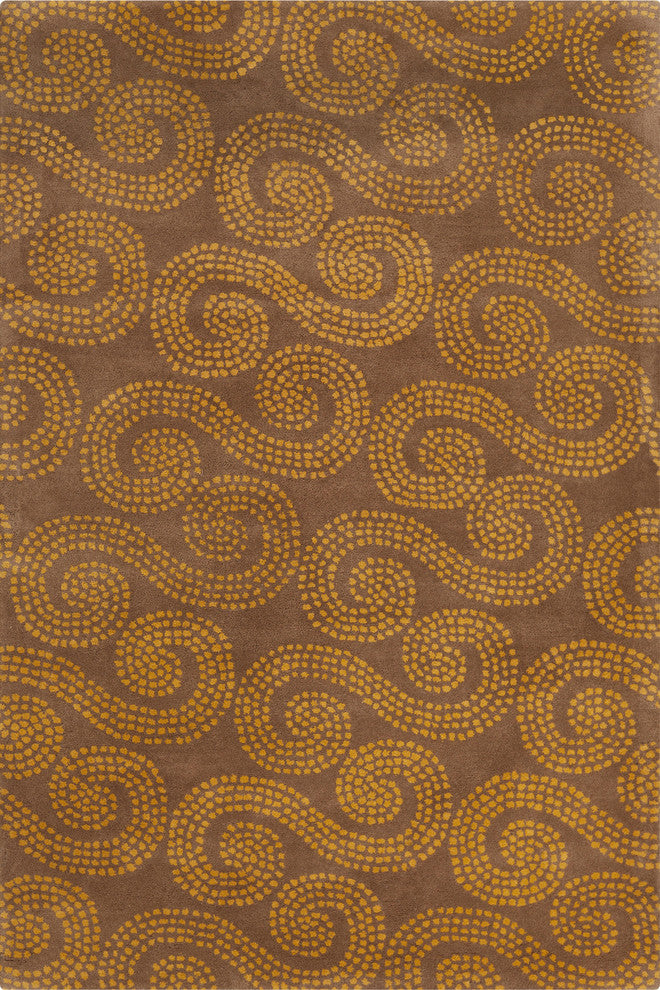 Stella Contemporary Area Rug, Brown and Gold, 8'x10'