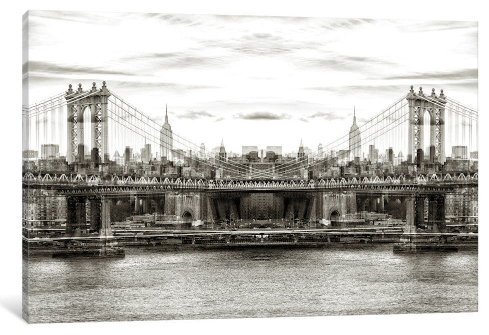 "New York Reflection Manhattan Bridge" by Philippe Hugonnard, 26x18x1.5