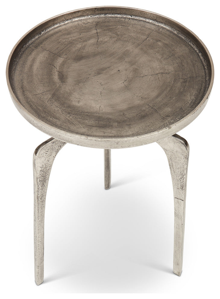 Vinya End Table, Vintage Silver