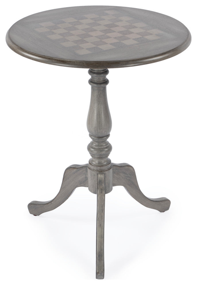 Colbert 22" Round Pedestal Game Table, Powder Gray