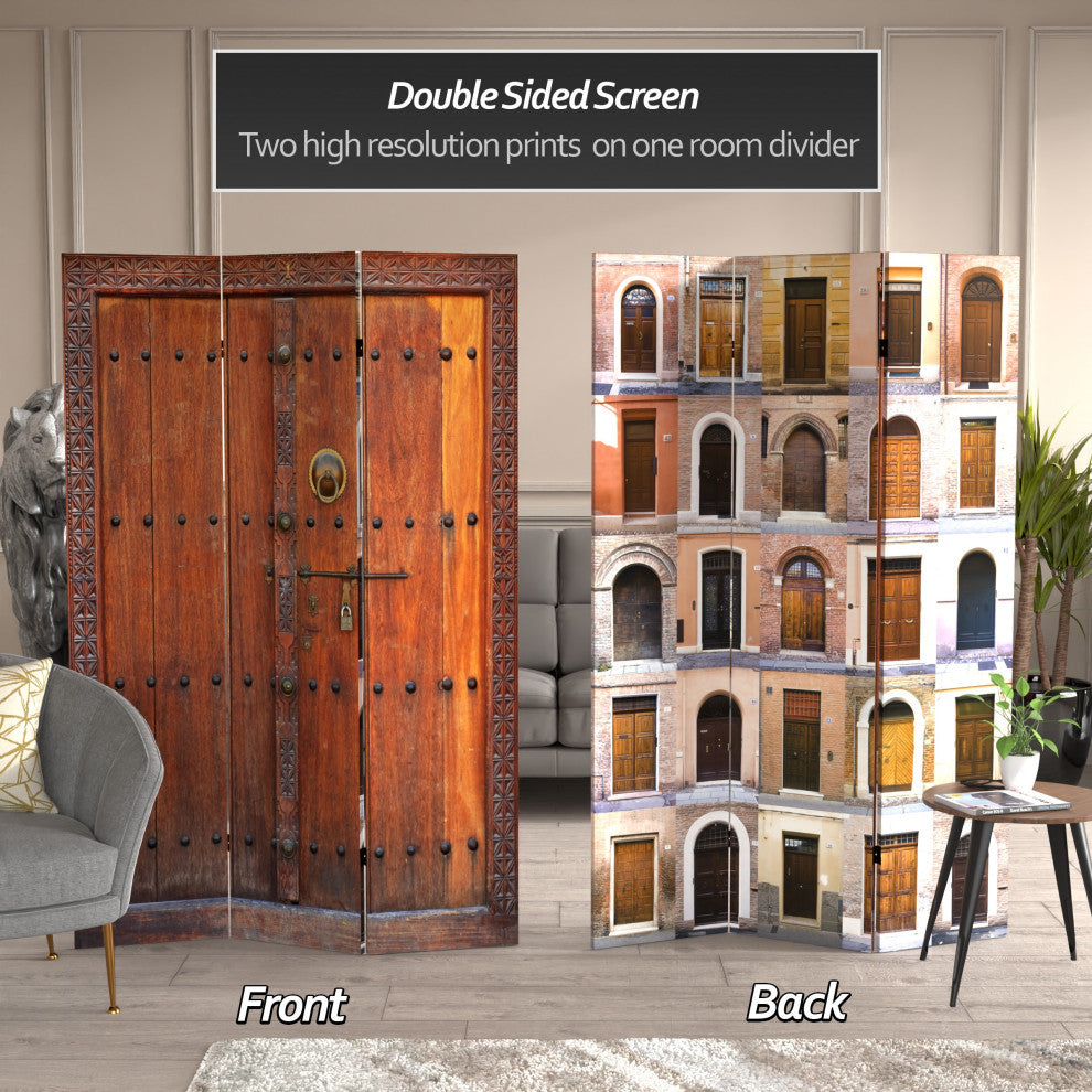 6' Tall Double Sided Doors Canvas Room Divider
