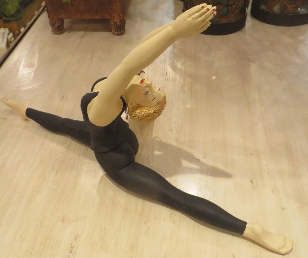 Luxe Hand Painted Yoga Pose Split Figurine, Woman Statue Gift Decor Meditation