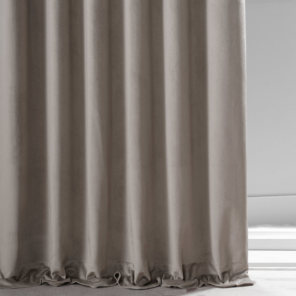 Signature Plush Velvet Blackout Curtain Single Panel, Library Taupe, 50"w X 108"l