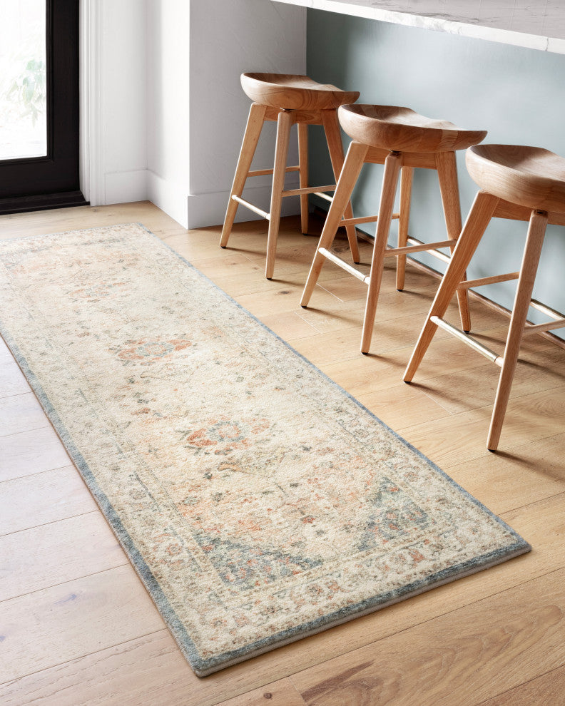 Loloi II Rosette Ivory Rust Blue Plush Area Rug, 2'-2" X 5'