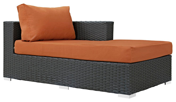 Sojourn Outdoor Patio Fabric Sunbrella Right Arm Chaise, Canvas Tuscan