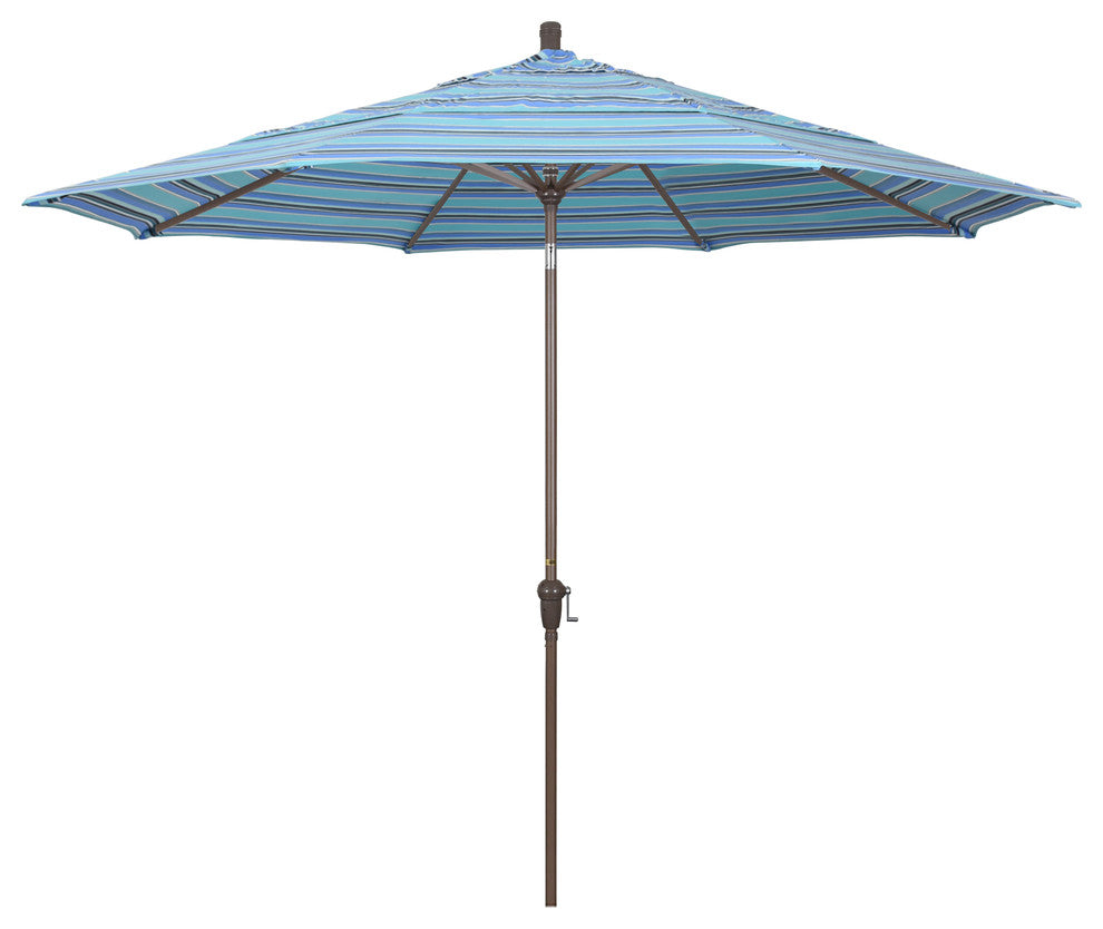 11' Champagne Auto-Tilt Crank Lift Aluminum Umbrella, Sunbrella, Dolce Mango