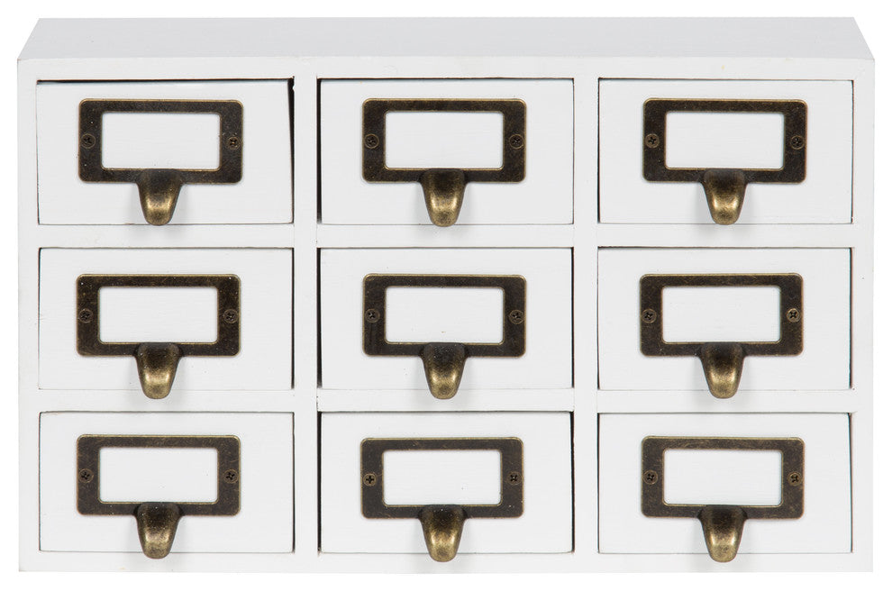 Desktop Organizer Wood Apothecary Drawer Set, White