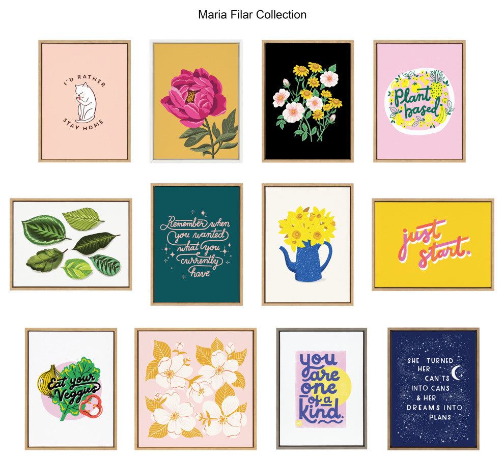 Sylvie Bright Peony Framed Canvas by Maria Filar, Brown 18x24