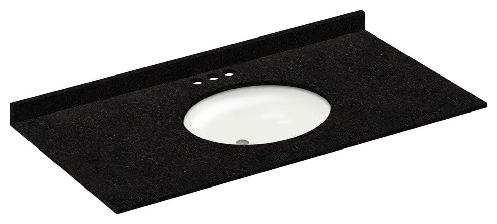49x22 Absolute Black Granite Vanity Countertops, 4 Faucet Spread