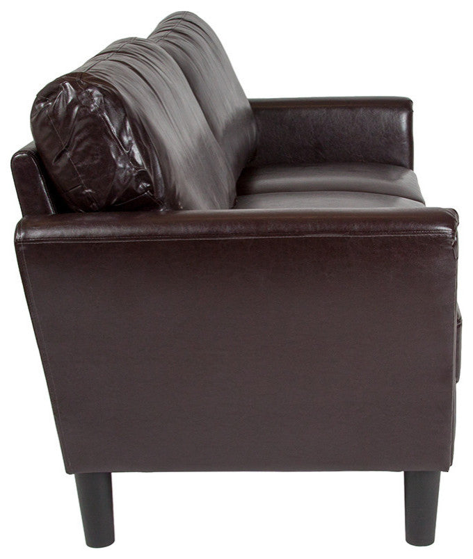 Bari Upholstered Sofa, Brown Leather