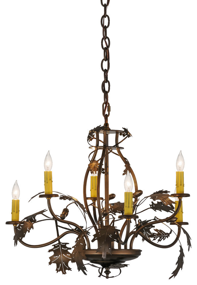 28W Oak Leaf & Acorn 6 LT Chandelier
