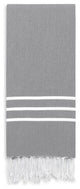 Linum Home Alara Turkish Pestemal Beach Towel, Gray/White Stripes, 70"x38"