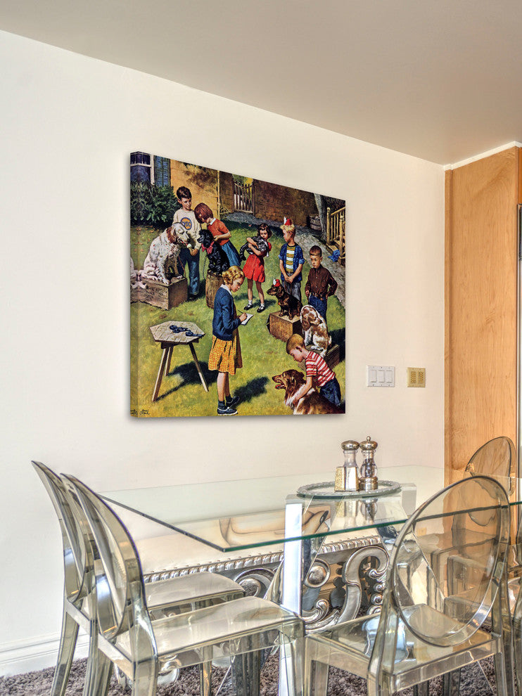"Backyard Dog Show" Painting Print on Canvas by Amos Sewell