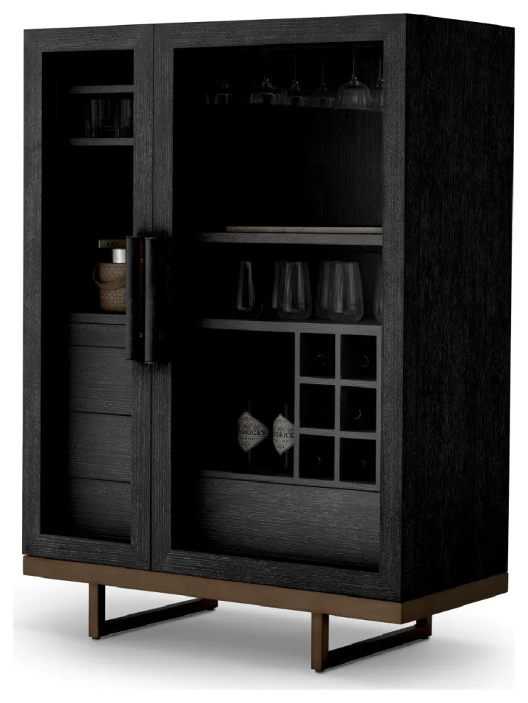 Charcoal Oak Bar Cabinet, Eichholtz Connaught