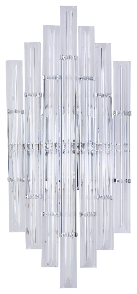 Chrome Metal Wall Sconce With Clear Glass Rods