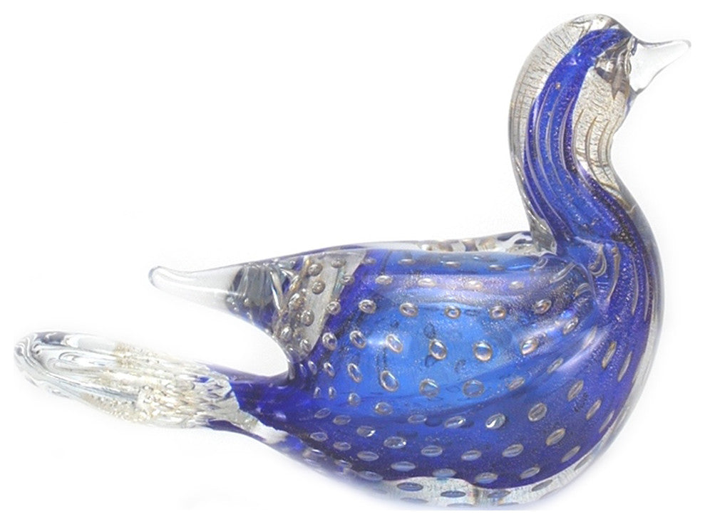 Murano Glass Bird Blue Gold