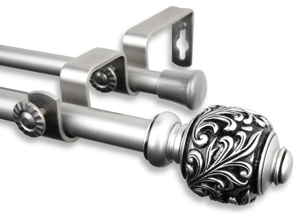 Tilly Double Curtain Rod, Satin Nickel, 48"-84"