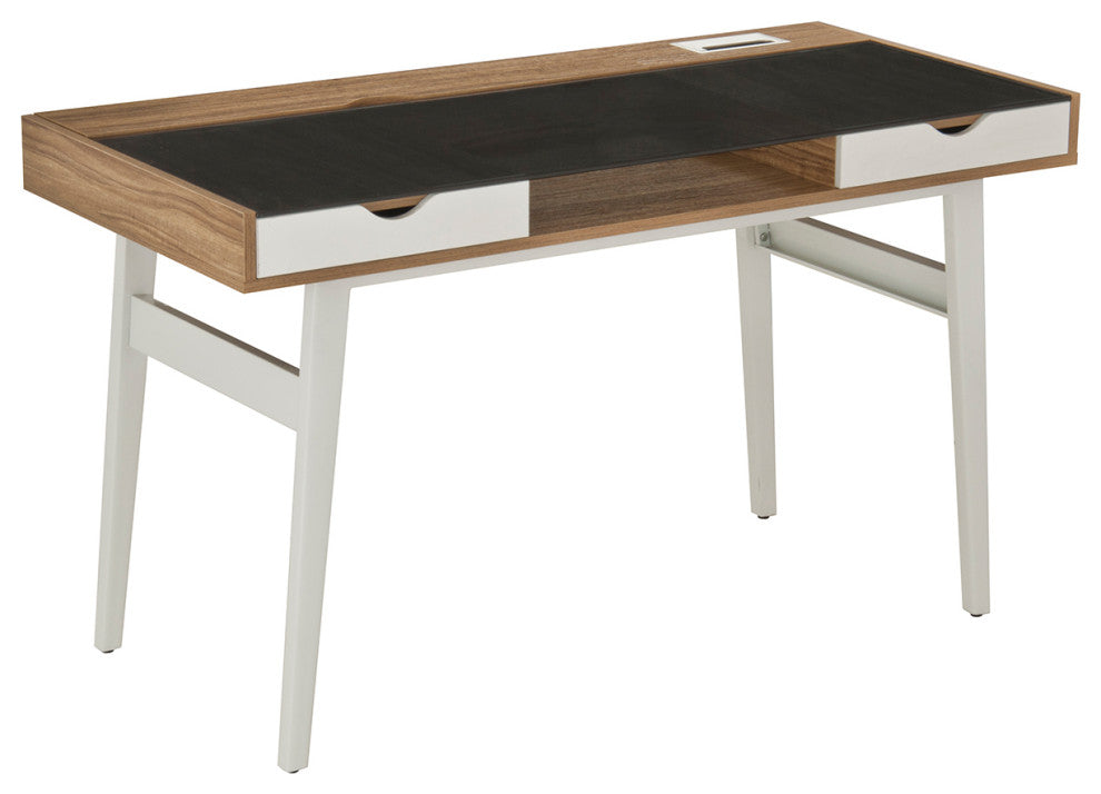 Techni Mobili Compact Computer Desk with Multiple Storage, Walnut