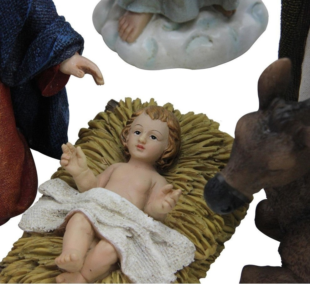 11-Piece Serene Christmas Nativity Figure Set With Gold Colored Accents 12"