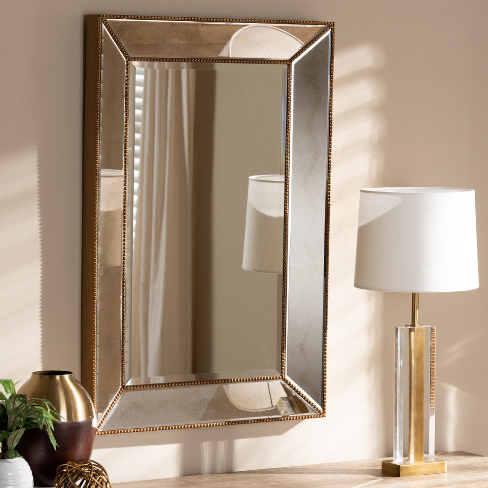 Bijou Antique Gold Rectangular Accent Wall Mirror