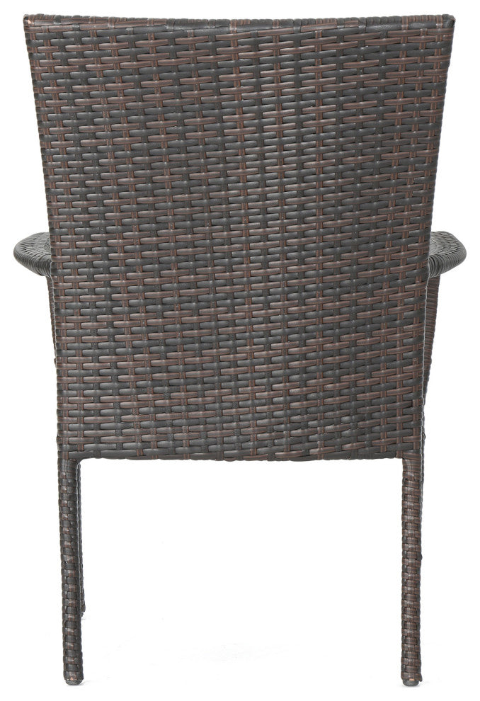 GDF Studio 7-Piece Kory Outdoor Multibrown Wicker Round Dining Set